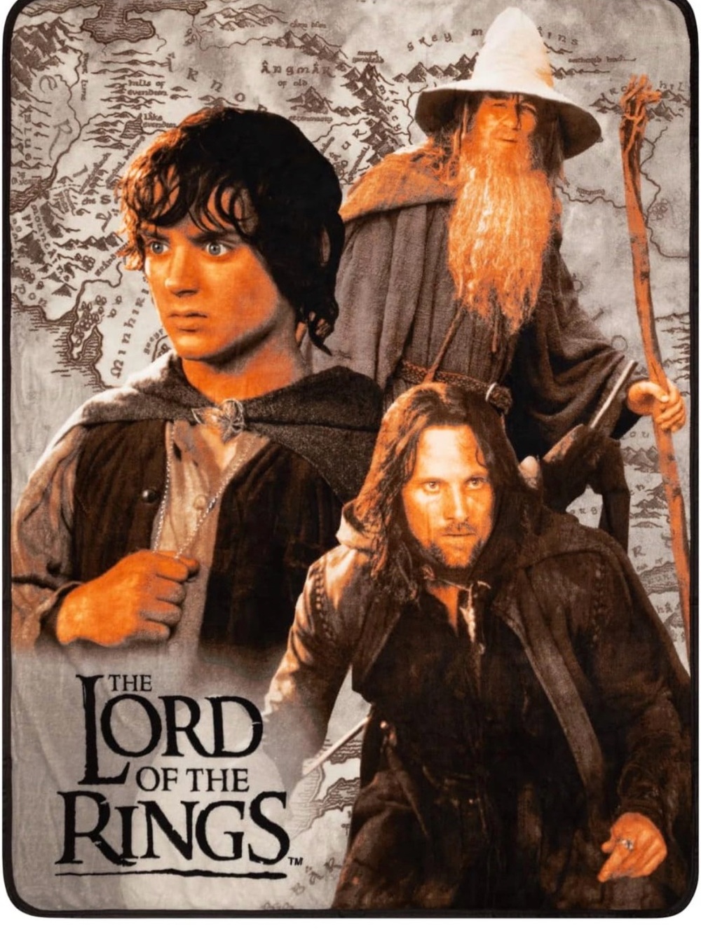 Lord of the Rings Themed Fleece Throw Blanket - Brown & Gray